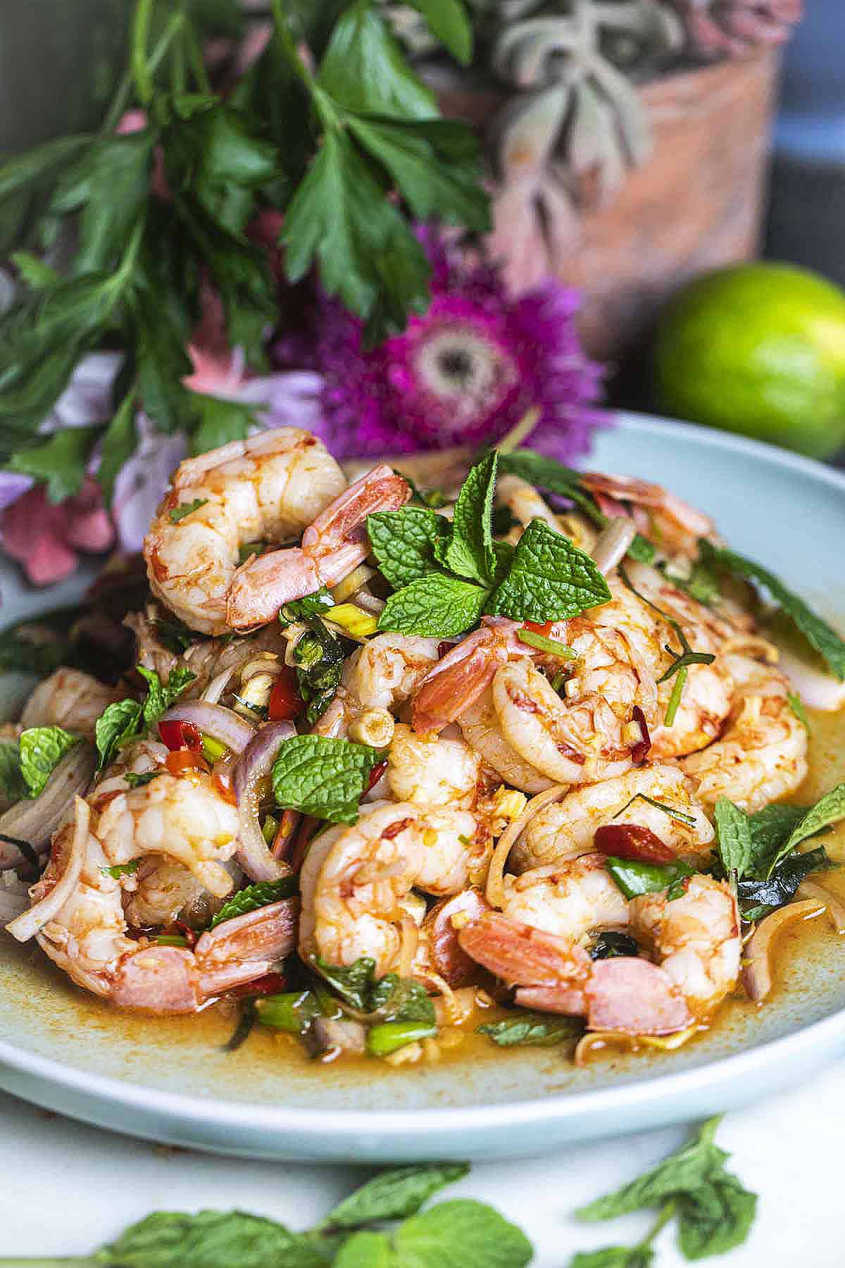 Authentic Spicy Thai Shrimp Salad (Pla Goong)