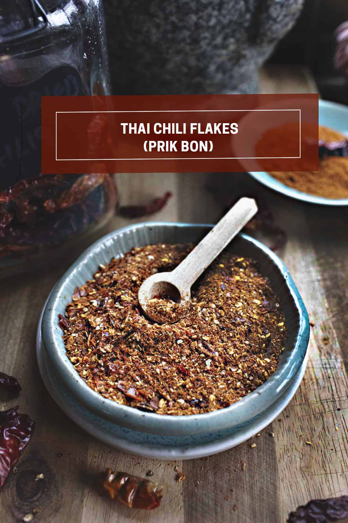 Thai chili flakes on a plate. 