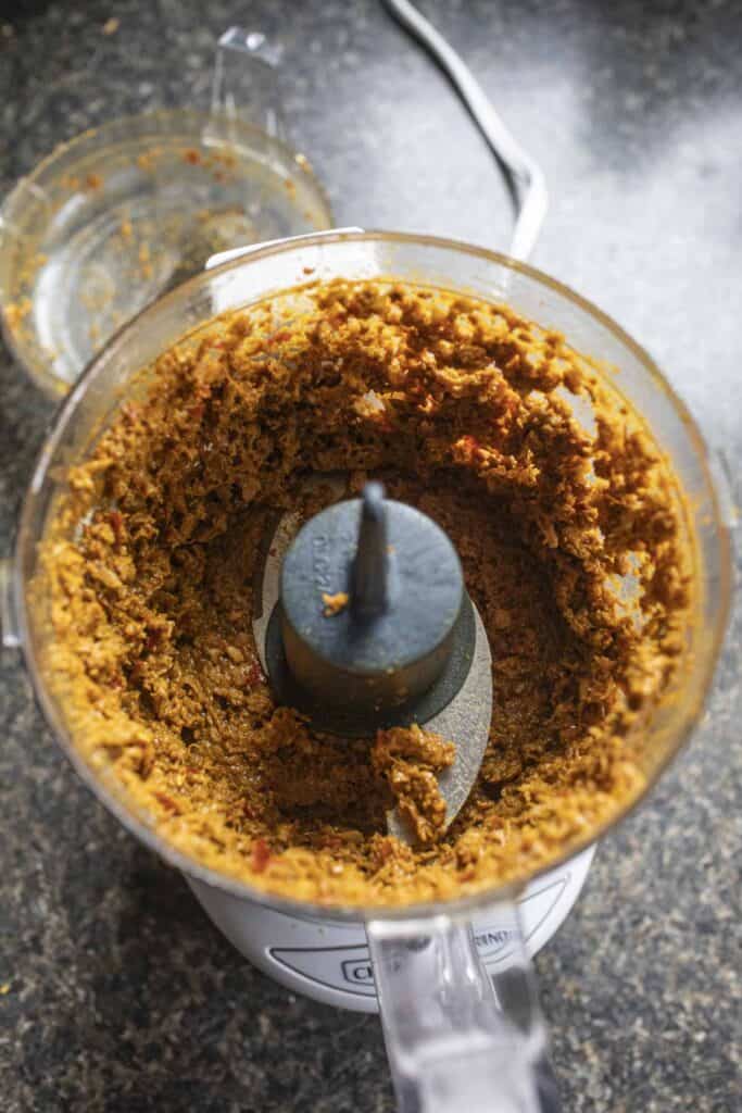 khao soi paste in a food processor. 