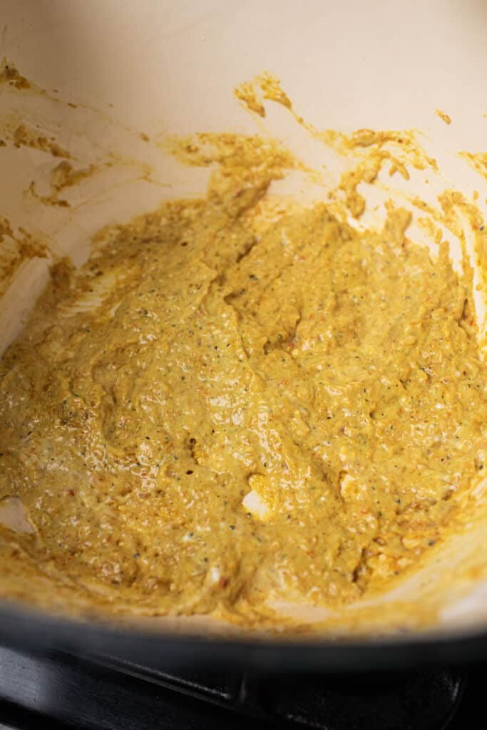 Khao Soi Curry sauce in a pot. 