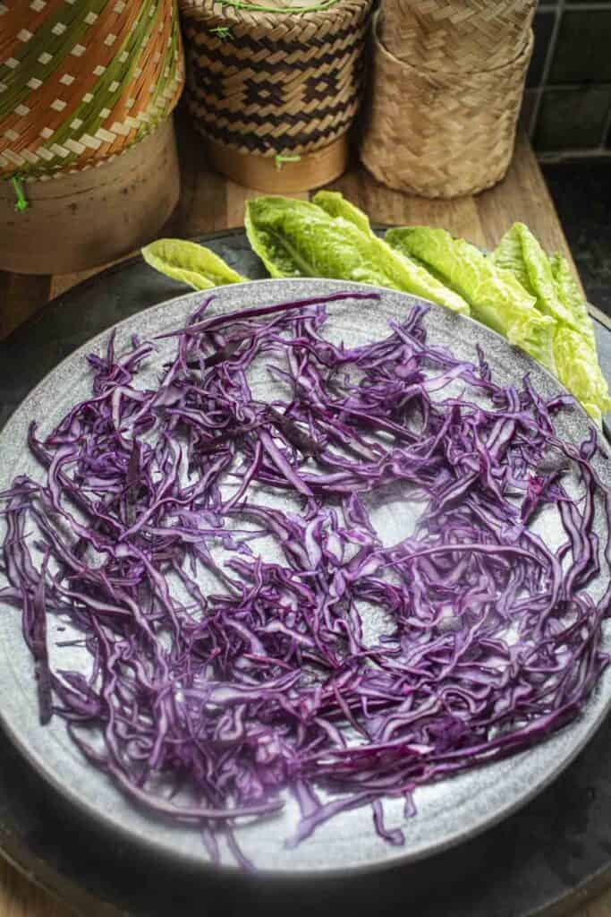 Shreded cabbage on a plate. 