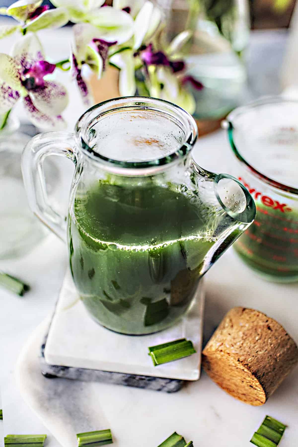 Pandan juice in a vase.