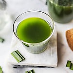 green pandan juice in a glass jar.