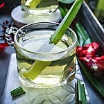 Pandan Tea in a glass cup.