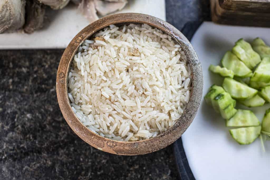 Rice in a bowl. 