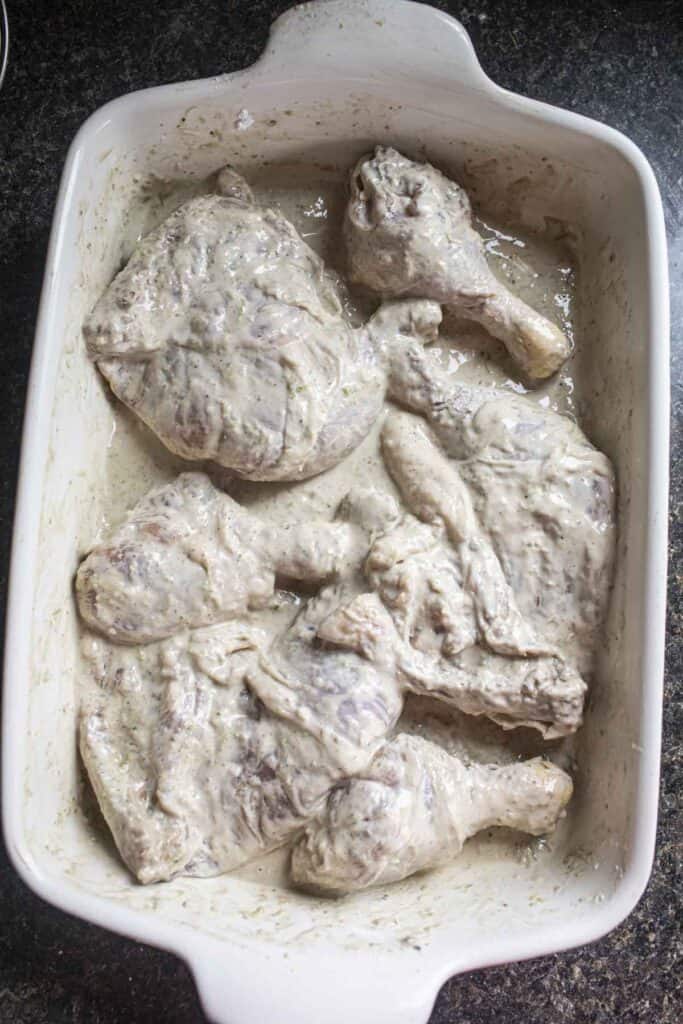 chicken pieces coated in rice flour. 