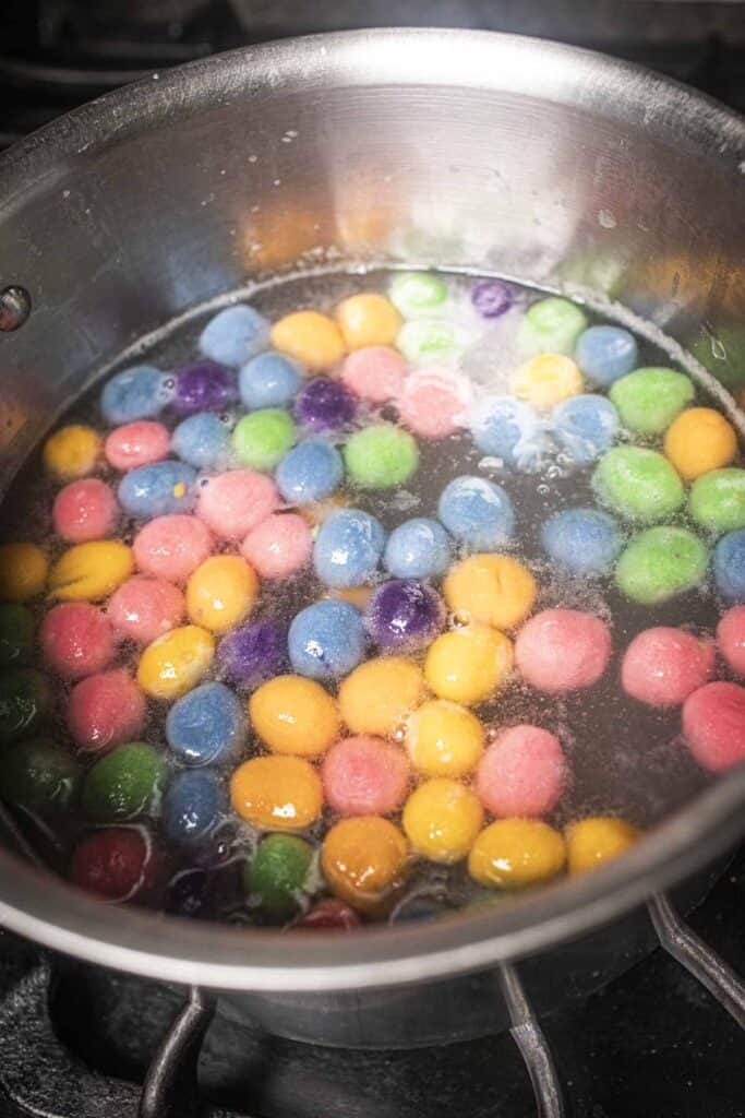 Colorful Bua Loy pearls in a pot. 