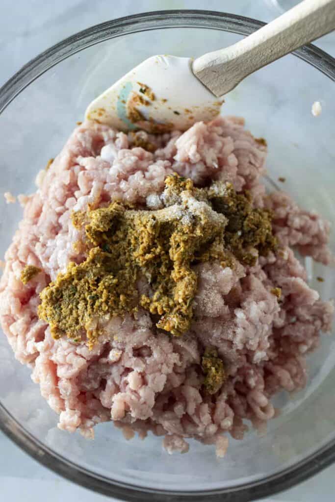Pork mixture for Sai Oua sausage.