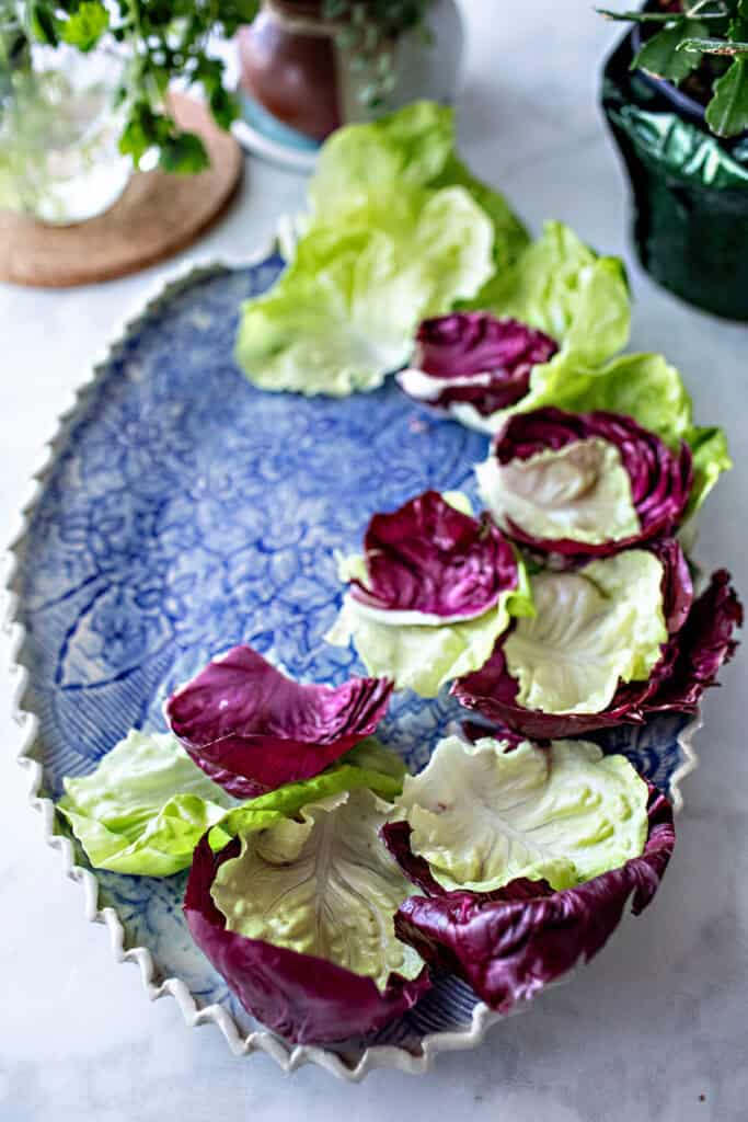 Lettuce on a platter.