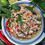 Yum Takrai salad on a plate with a spoon.
