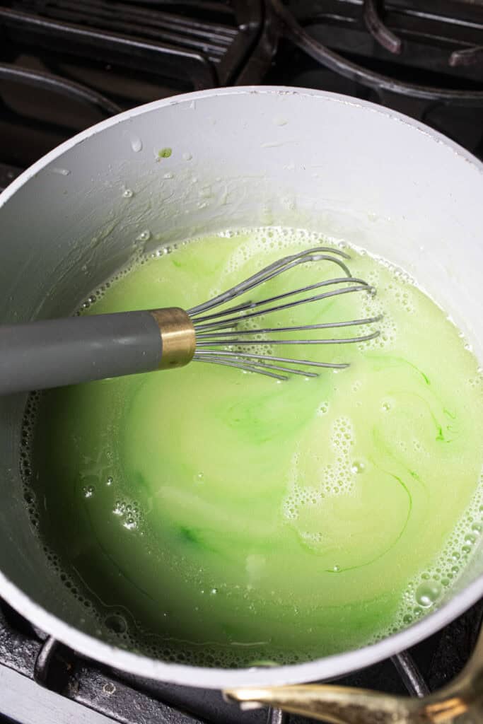 coconut milk with green coloring.