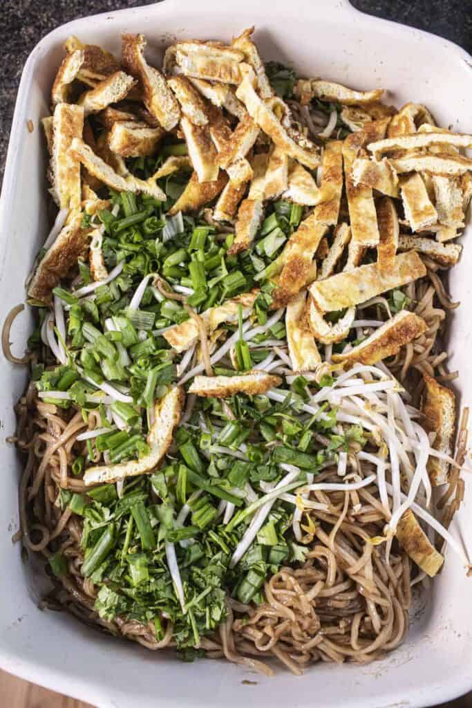 Kua Mee stir-fried lao noodles in a platter. 