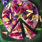 agar agar fruit jelly on a banana leaf.