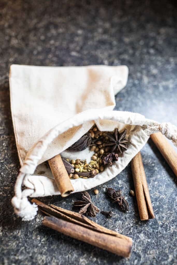 Spices in a sachet.