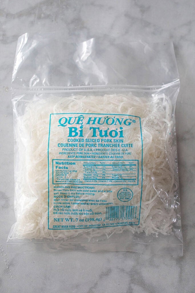 Pork skin in a plastic bag. 