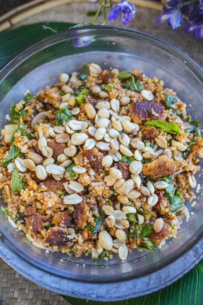 Thai rice salad in a bowl.