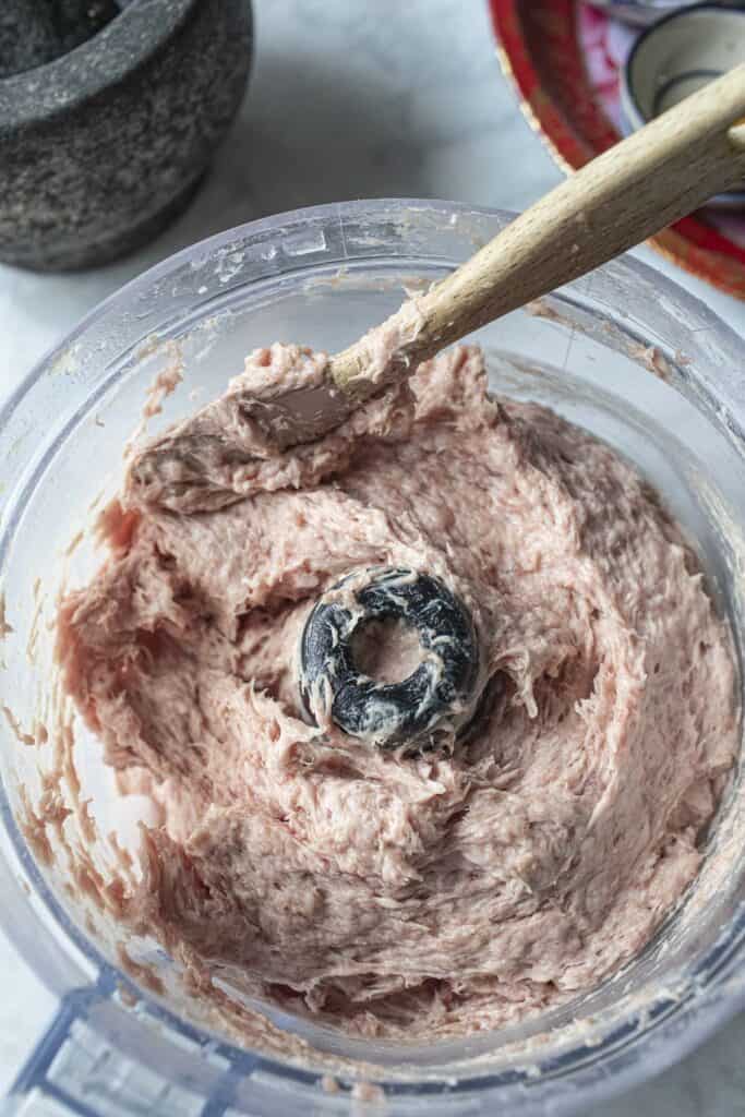 whipped Ground meat in a food processor. 