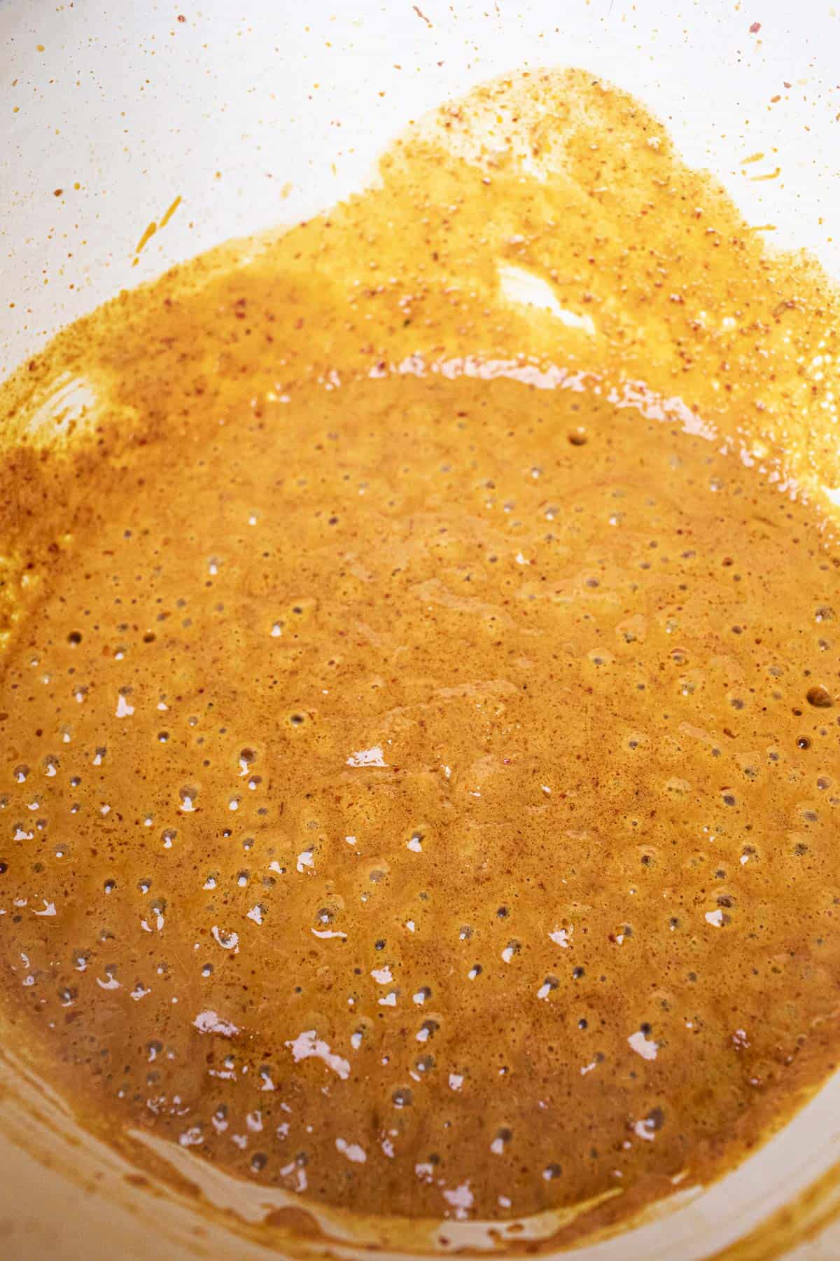 Red curry sauce in a pot.