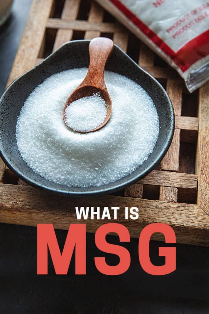 msg in a bowl with a spoon in the middle.