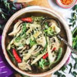 Gaeng Nor Mai bamboo soup in a bowl on the table.
