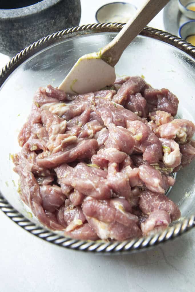 marinated pork for thai pork jerky